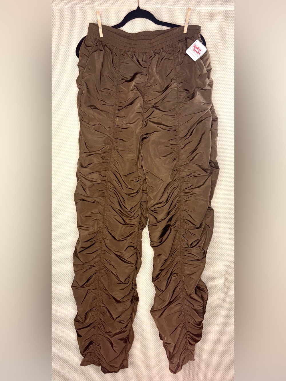 Finesse Chocolate Brown Ruched Parachute pants size XL